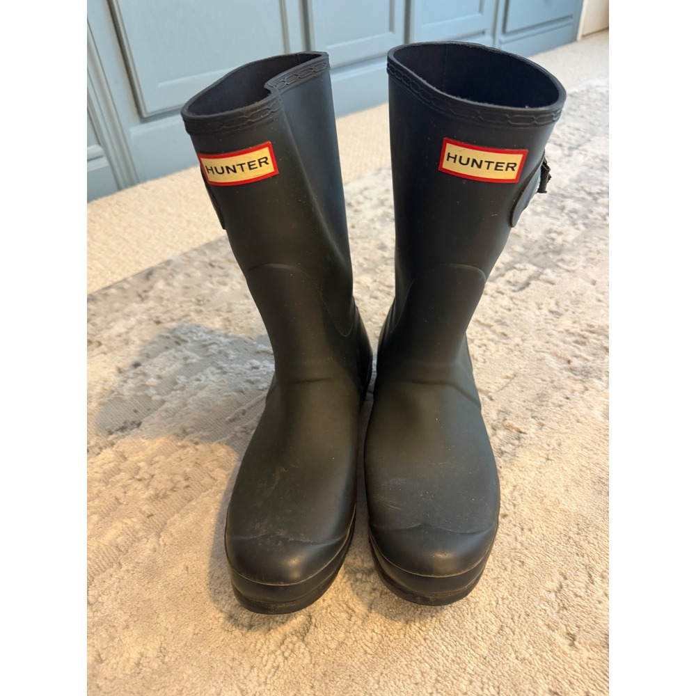 Hunter Original Short Rain Boots Matte Black Waterproof Rubber WFS1000RMA  10